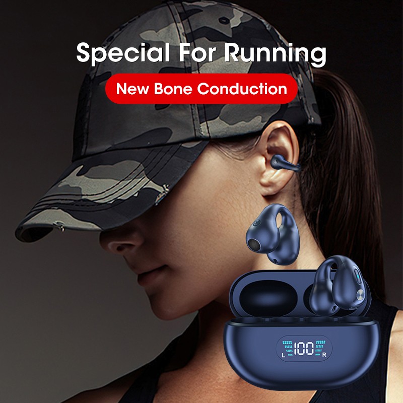 Auriculares de conducción ósea TWS con clip para la oreja, Bluetooth 5.3, táctiles, inalámbricos, intraaurales, bajos, HIFI, deportivos.