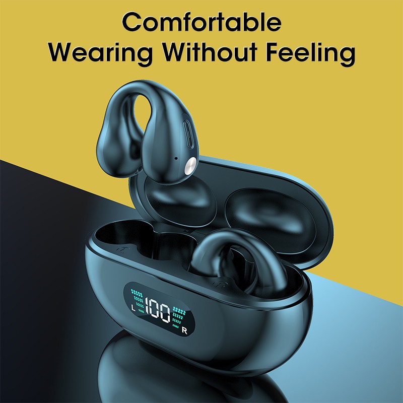 Auriculares de conducción ósea TWS con clip para la oreja, Bluetooth 5.3, táctiles, inalámbricos, intraaurales, bajos, HIFI, deportivos.