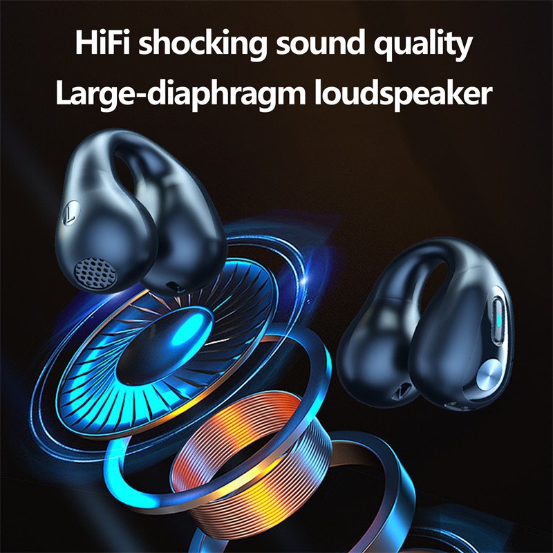 Auriculares de conducción ósea TWS con clip para la oreja, Bluetooth 5.3, táctiles, inalámbricos, intraaurales, bajos, HIFI, deportivos.