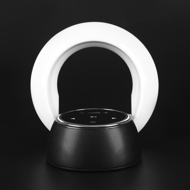 Lámpara de escritorio LED con altavoz estéreo y subwoofer Bluetooth creativo, atenuación continua, luz nocturna táctil plegable