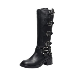 Botas Martin de tacón grueso con hebilla de cinturón de verano para mujer