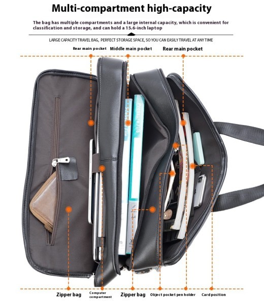 Bolso para portátil de 17 pulgadas de Tiding Leather Business de primera capa de piel de vaca
