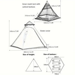 Tienda tipi blanca para acampar: refugio para acampar al aire libre
