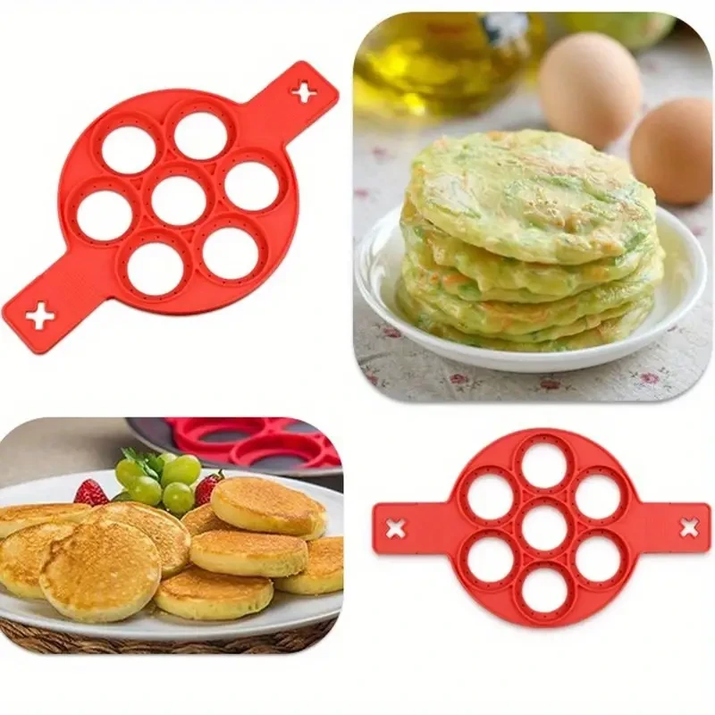 Molde de silicona para panqueques y huevos con 7 agujeros