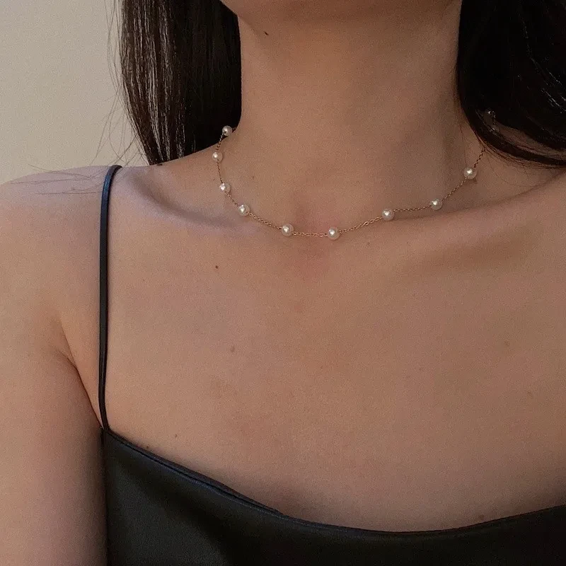 Elegante y dulce collar de perlas vintage francesas