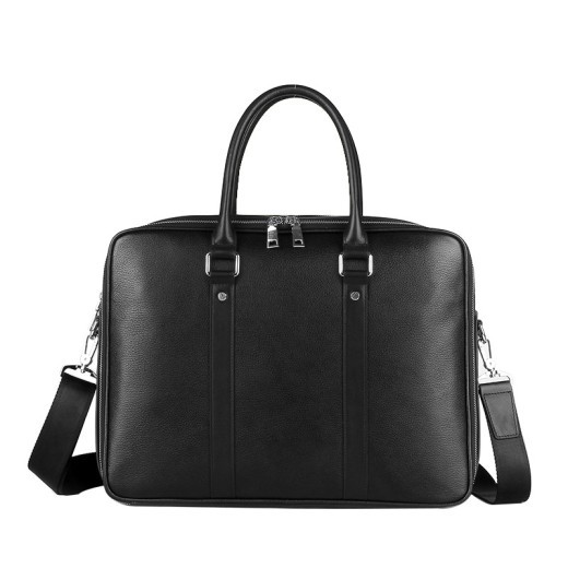 Bolso de mano de cuero auténtico para hombre con doble cremallera de piel de vacuno.