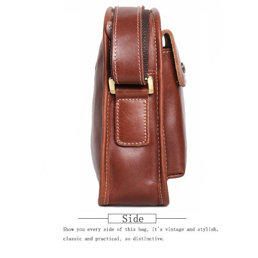Bolso de hombro sencillo e informal de piel de vaca para hombre