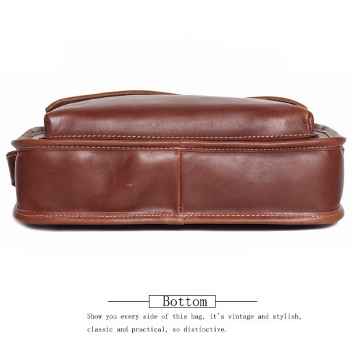 Bolso de hombro sencillo e informal de piel de vaca para hombre