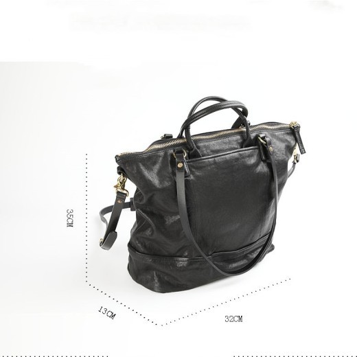 Bolso de mano de piel de vaca curtida vegetal, hecho a mano, de gran capacidad, para uso diario al aire libre y para viajes.