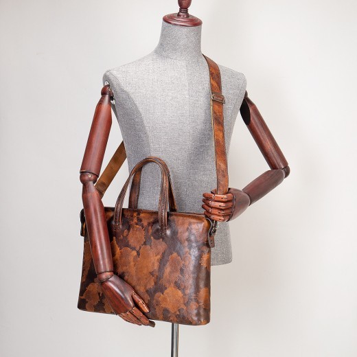 Maletín de cuero vintage para hombre, moderno bolso de mano para ordenador de 14 pulgadas.