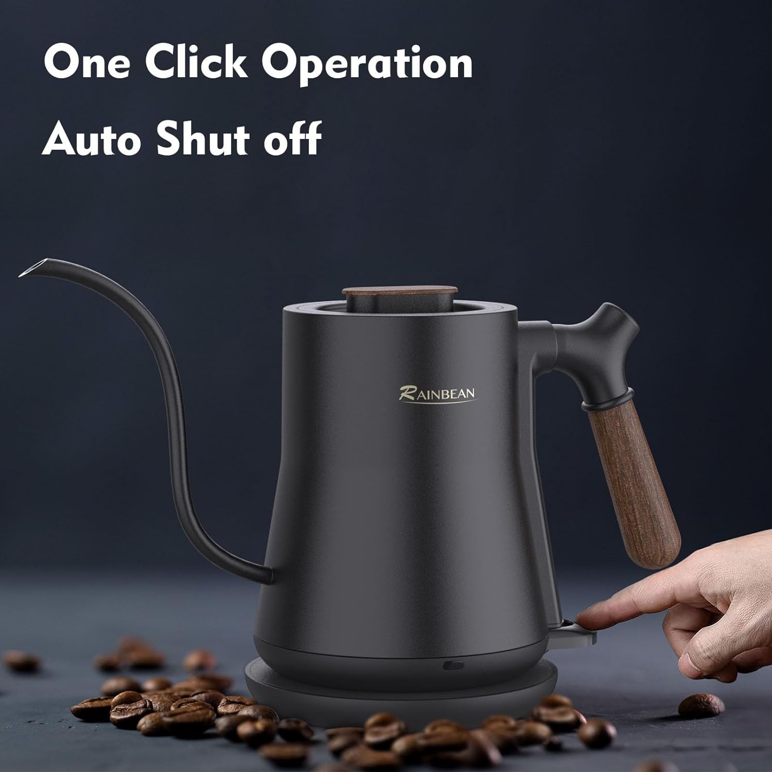 Hervidor eléctrico de cuello de cisne, hervidor de agua caliente para café, tetera, interior de acero inoxidable con diseño a prueba de fugas, calentamiento rápido, apagado automático