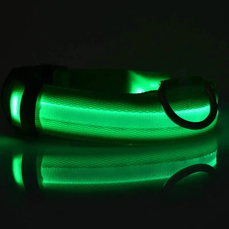 Collar luminoso LED de nailon para mascotas: seguridad y estilo para paseos nocturnos