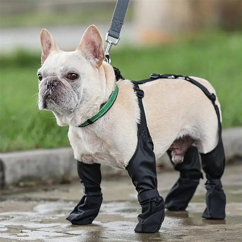 Zapatos impermeables para perros, botas ajustables para perros, zapatos transpirables para mascotas para caminar al aire libre, zapatos franceses suaves para perros, protectores de patas para mascotas, productos para mascotas