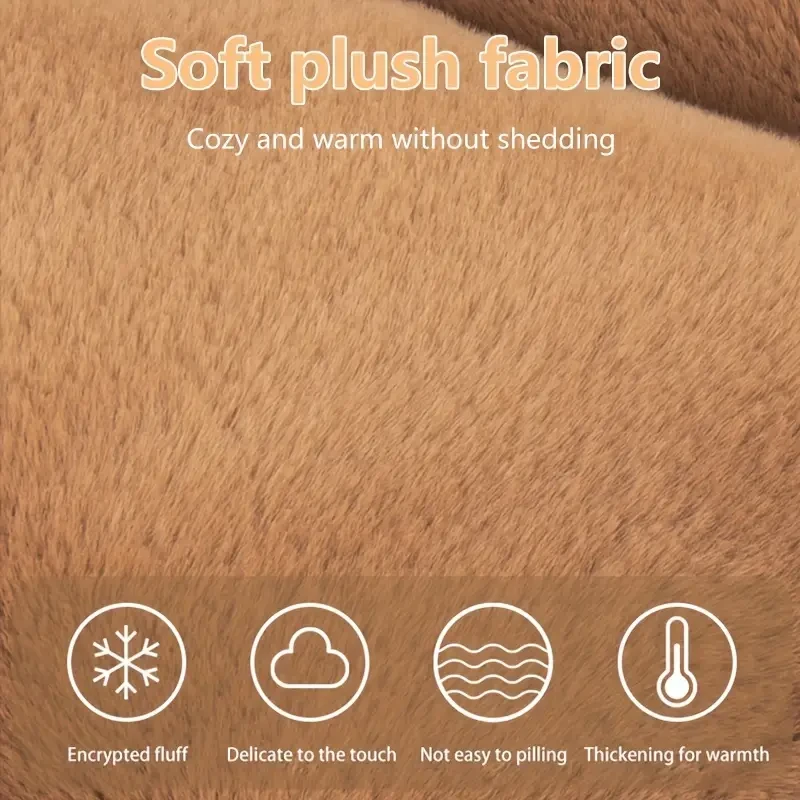 Cojín de asiento de coche de invierno de felpa con dibujos animados, cojín de asiento individual cálido