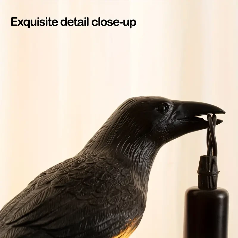 Lámpara de cuervo estilo gótico para fiesta de Halloween, bonita lámpara de mesa con forma de cuervo negro.
