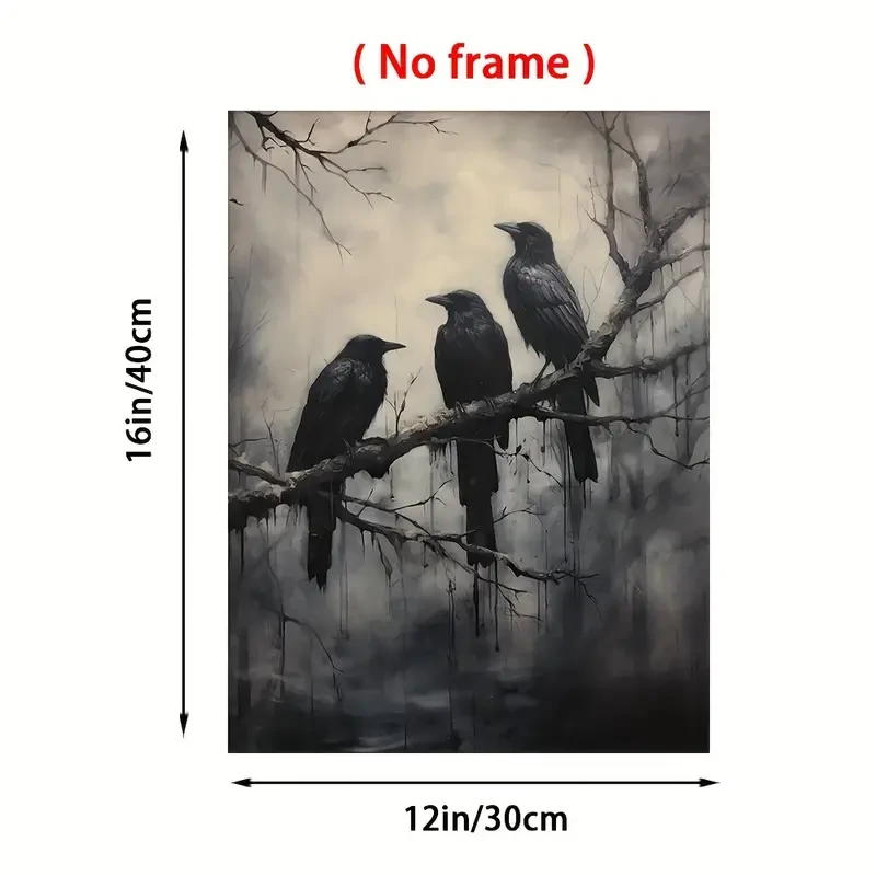 Impresión artística de cuervo estético oscuro de 30 x 40 cm
