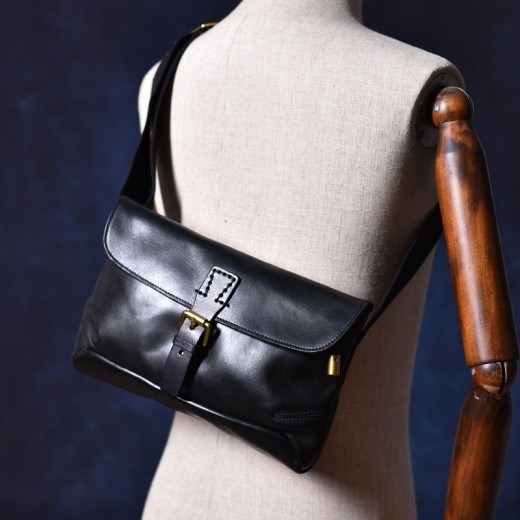 Bolso bandolera retro de piel de vaca de primera capa para hombre