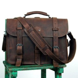 Bolso de viaje retro de cuero Crazy Horse para hombre