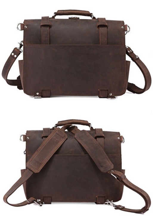 Bolso de viaje retro de cuero Crazy Horse para hombre