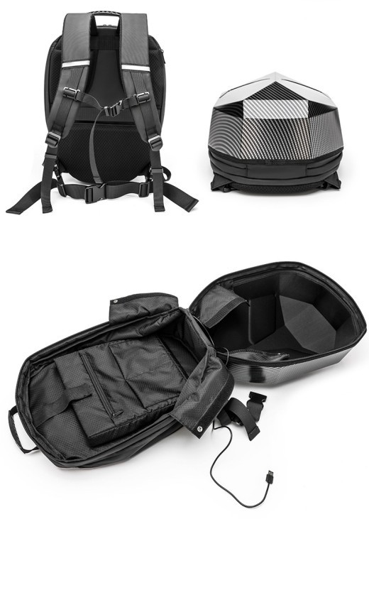 Mochila luminosa impermeable para casco de motocicleta