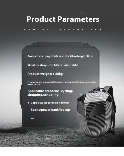 Mochila luminosa impermeable para casco de motocicleta