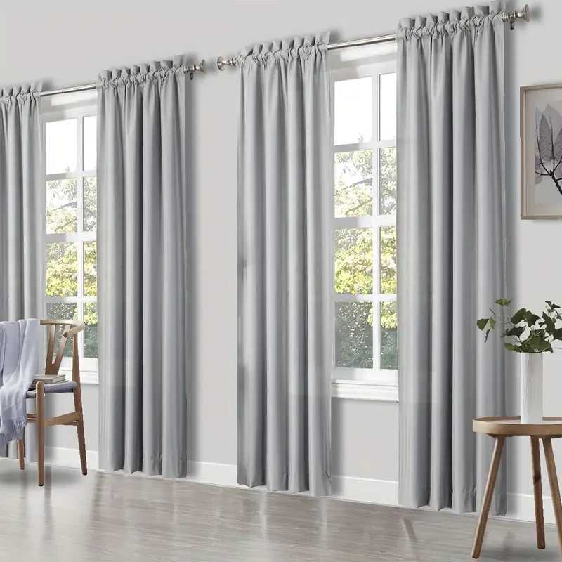 Juego de 4 cortinas transparentes de color liso