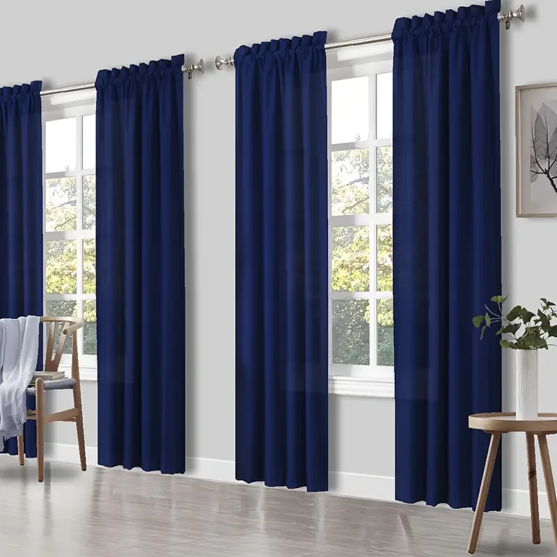 Juego de 4 cortinas transparentes de color liso