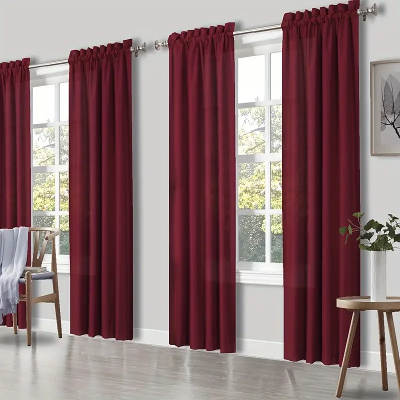 Juego de 4 cortinas transparentes de color liso
