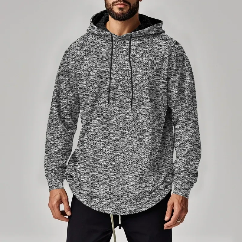 Suéter holgado de manga larga con capucha para hombre, talla grande