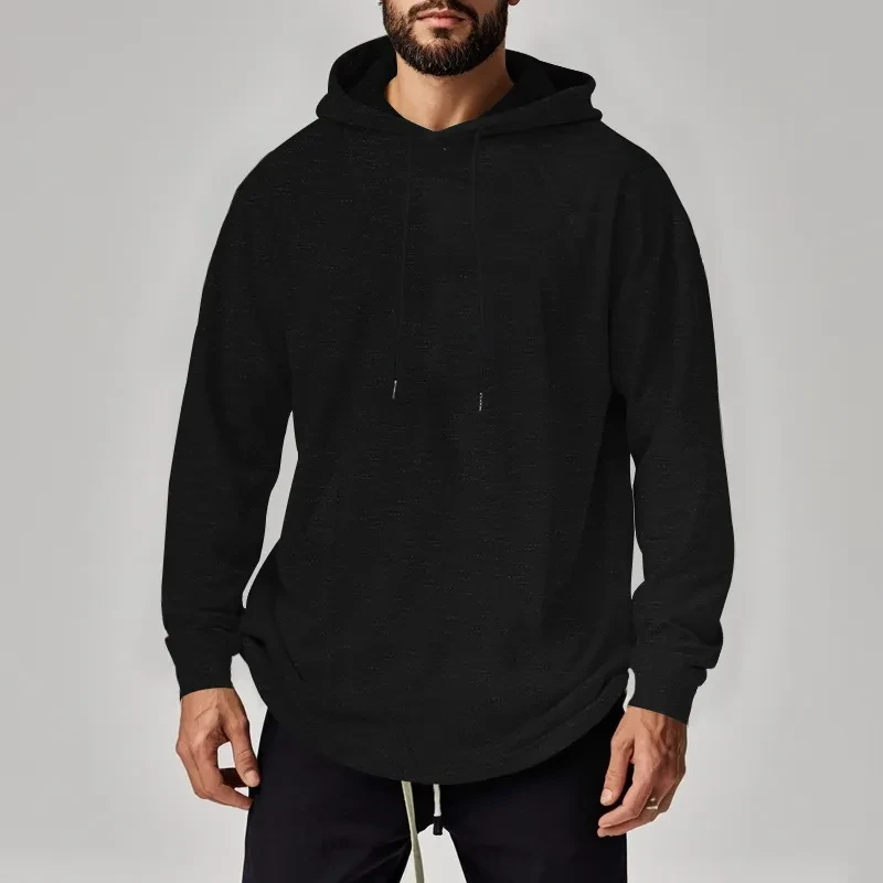 Suéter holgado de manga larga con capucha para hombre, talla grande