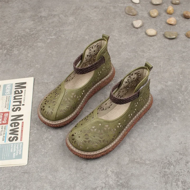 Zapatos Mori Artísticos Retro con Plataforma y Punta Grande, Casuales, con Agujeros y Agujeros