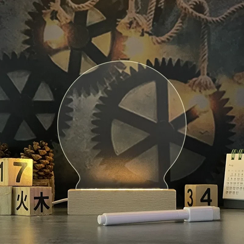 Lámpara de noche LED con luz nocturna y diseño creativo de tablero de notas USB