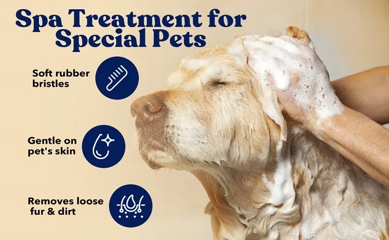 Cepillo de baño para perros y gatos 2 en 1, peine de masaje de silicona suave para mascotas, herramienta de limpieza para perros y ducha, productos para mascotas