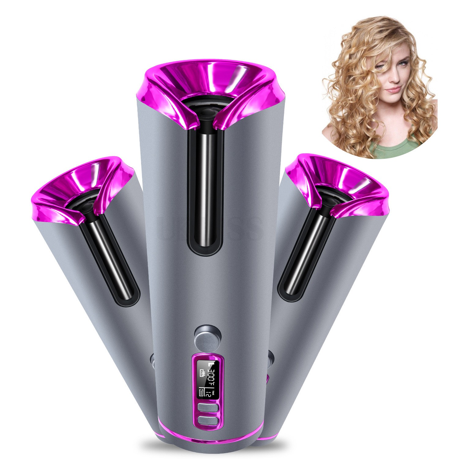 Rizador de pelo automático portátil, multifuncional, con carga USB