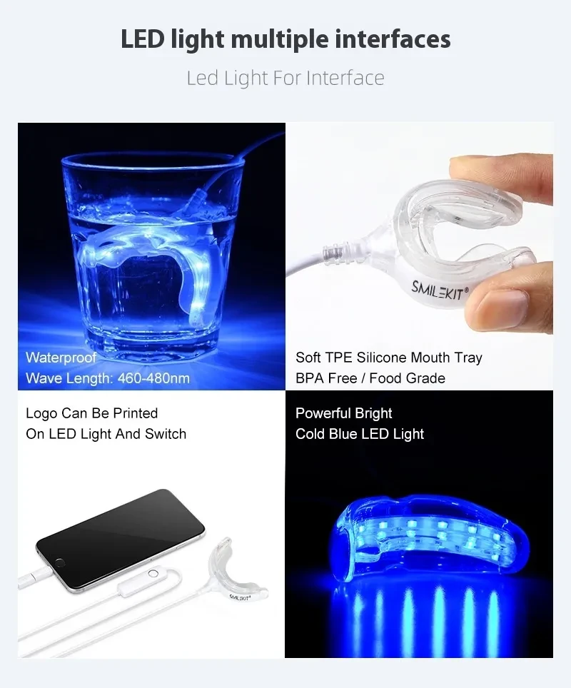 Traje blanqueador dental doméstico, traje, instrumento dental con carga USB