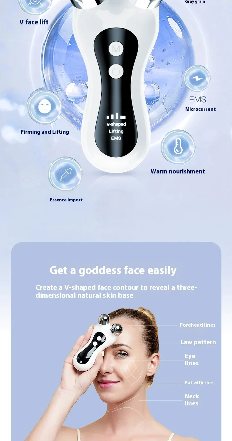 Masajeador de rodillos para rejuvenecimiento facial doméstico con instrumento de belleza facial importado