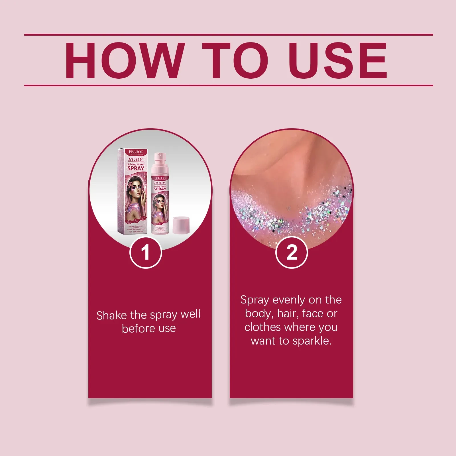 Maquillaje de escenario con purpurina en spray para la clavícula facial