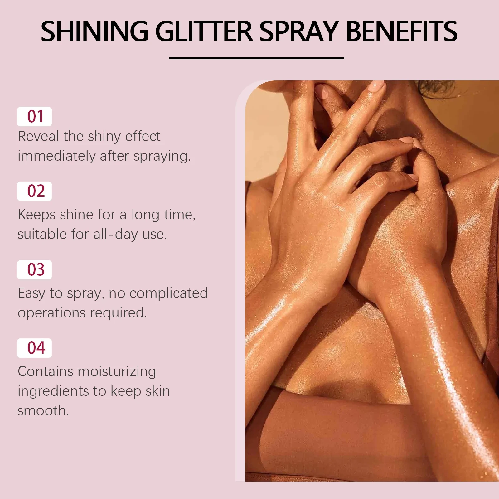 Maquillaje de escenario con purpurina en spray para la clavícula facial