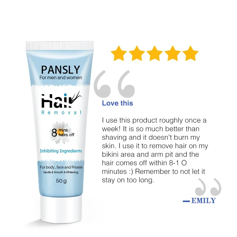 Crema depilatoria Pansly 50 g Vello de piernas Vello de axilas Vello de labios