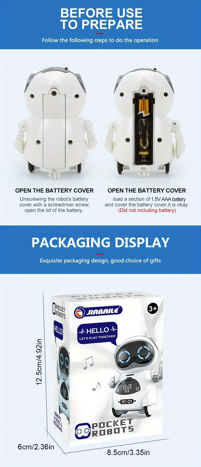 Mini robot parlante interactivo: canta, baila y cuenta historias. Ojos LED y cuerpo colorido. Regalo perfecto para niños en Navidad, Halloween, Acción de Gracias y cumpleaños.