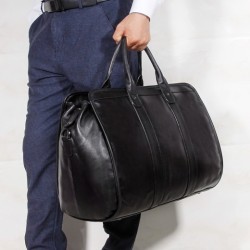 Bolso de viaje de piel auténtica de gran capacidad, bolso de piel de vaca