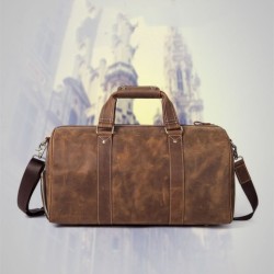 Bolso de viaje vintage de cuero Crazy Horse para hombre