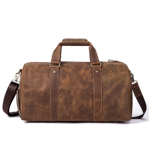 Bolso de viaje vintage de cuero Crazy Horse para hombre