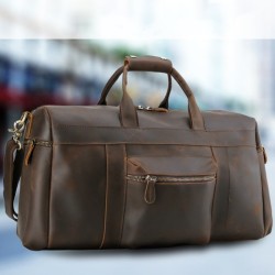 Bolso de viaje vintage de piel de Caballo Loco para hombre, de gran capacidad