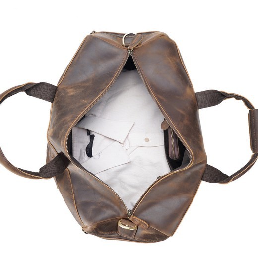 Bolso de viaje vintage de piel de Caballo Loco para hombre, de gran capacidad
