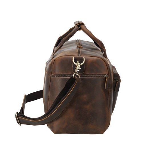 Bolso de viaje vintage de piel de Caballo Loco para hombre, de gran capacidad