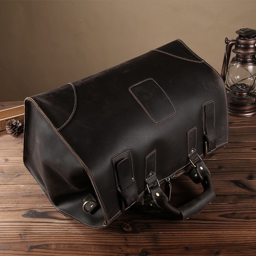 Bolso vintage de piel de vaca para hombre, bolso de viaje de gran capacidad, bolso de hombro de cuero