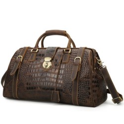 Bolso de viaje moderno de piel de vaca con estampado europeo y americano para hombre