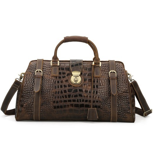 Bolso de viaje moderno de piel de vaca con estampado europeo y americano para hombre