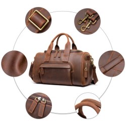 Nuevo bolso de mano de cuero retro hecho a mano para hombre, de gran capacidad